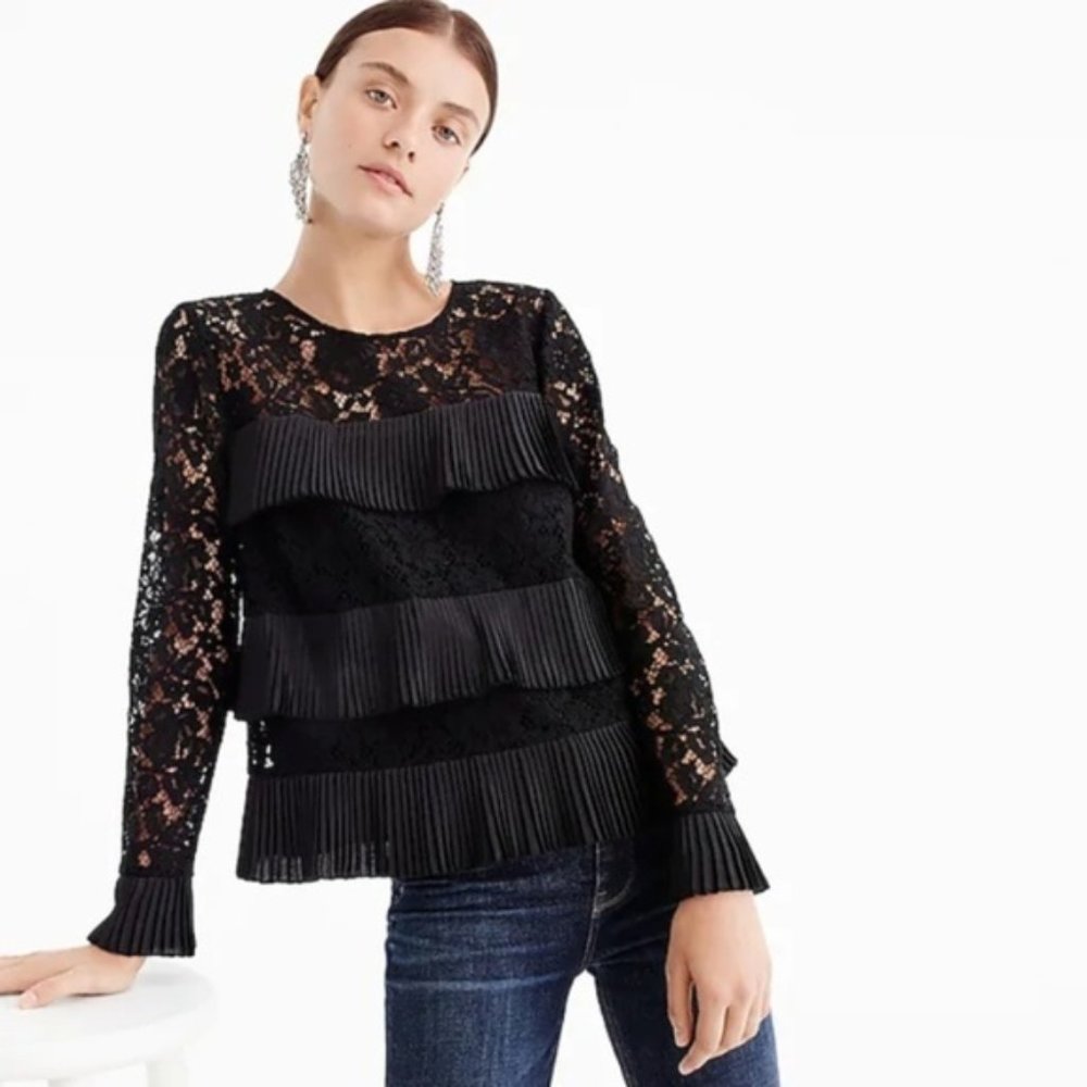 J. Crew Lace top with pleats
